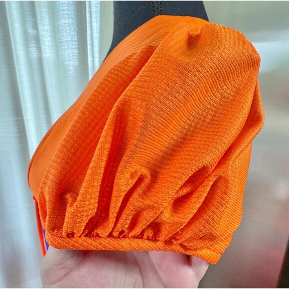 Vintage 70s maxi dress, orange bodice, empire waist, puff short sleeves - Picture 4 of 9